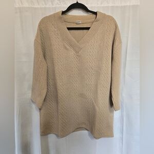 Men's 3/4 Sleeve Beige Sweater Large